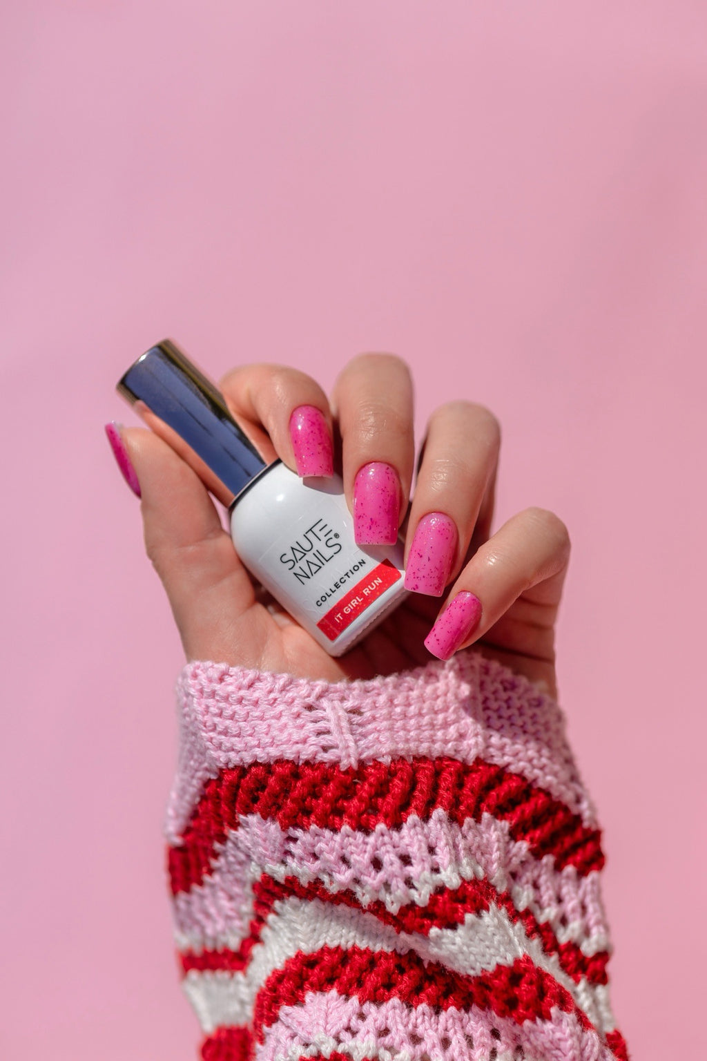 Verniz Gel It Girl Run (Rosa Néon com partículas Rosa Escuro)